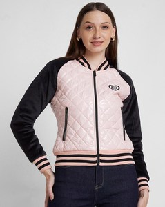 Chaqueta de Béisbol Corta para Mujer, Estilo Varsity, OEM, de Primera Calidad, Mangas de Cuero Originales, Estilo Urbano Y2K, Chaqueta Bomber con Estampado - Product Image 5
