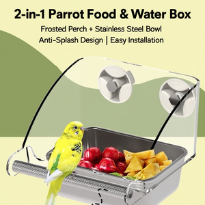Comedero para Pájaros con Percha para Moler, Tazón de Acero Inoxidable Antisalpicaduras, Dispensador de Comida y Agua para Jaula, Sin Desorden, para Periquitos y Ninfas - Product Image 2
