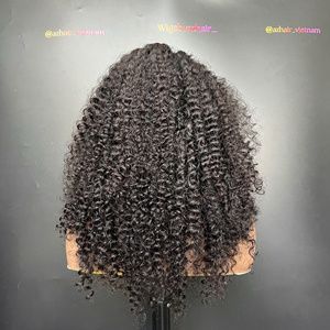 วิกผมชาวพม่าแบบม้วนคู่แบบชาวพม่าผมหยิกเป็นชาวเวียดนาม100% ลูกไม้สวิสปิดผมคนทั่วโลก - Product Image 3