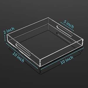 Plateau de service décoratif en acrylique laqué pour table basse, présentation alimentaire transparente de qualité supérieure, vaisselle moderne, passe au lave-vaisselle - Product Image 2