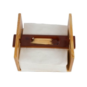 Porte-serviettes en bois pur pour mariage et restaurant Support de mouchoirs de bureau élégant Rangement parfait et articles de cuisine - Product Image 1