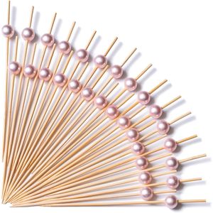 100 Stuzzicadenti con Perle Rosa per Cocktail, Antipasti, Frutta e Dessert - Product Image 1