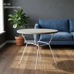 Modern <b>Round</b> Coffee <b>Table</b> with Wood Top and Metal Frame Minimalist Living Room Furniture Durable Design - Product Image 3
