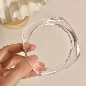 Bracelet jonc transparent en résine acrylique fait main, style vintage unisexe, sans nickel, sans plomb, pour fêtes et mariages - Product Image 2