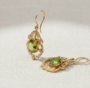 High Quality 5 Inch <b>Green</b> Hydro Oval 10×12mm Drop Earrings | 925 Sterling Silver with 18K Gold Plating Handmade Gift for Her - Product Image 3