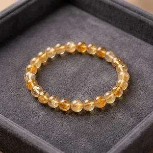 Bracelet de perles en citrine naturelle de haute qualité Ha Gems, classique, lot d'abondance, bijoux à la pierre de votre choix, unisexe - Product Image 2