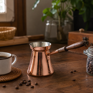 Handmade Pure Copper Turkish <b>Coffee</b> Pot Cezve Ibrik Wooden Handle Arabic Greek <b>Coffee</b> Maker Espresso Milk Warmer Butter Pot - Product Image 3