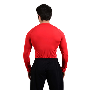 Camiseta de Compresión Roja de Manga Larga para Hombre, Cuello Redondo, Ajustada, para Gimnasio, Entrenamiento, Deporte, Ropa Deportiva, Capa Base - Product Image 2