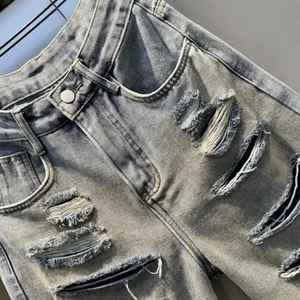 Shorts Bermuda en jean délavé pour homme, taille mi-haute, écoresponsables, à coutures invisibles, taille élastique, anti-plis, couleur unie, vente en gros - Product Image 2