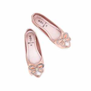 KD2343ส้นเตี้ยทางการสีแชมเปญสำหรับเด็กผู้หญิง - Product Image 1