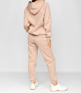 Conjunto Deportivo con Capucha para Mujer, Color Sólido, Manga Larga, Sudadera Informal, Pantalones, 100% Algodón, Transpirable, Ropa de Otoño - Product Image 4