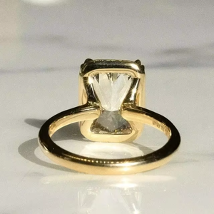 Women's 925 Sterling Silver Gold Plated Vintage Pave Leaf Style Moissanite Engagement <b>Ring</b> with Cushion Cut Unique Retro Design - Product Image 6