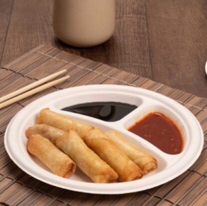 Platos Desechables de 4 Compartimentos, Ligeros, Ecológicos, Biodegradables, Hechos de Bagazo de Caña de Azúcar, No Tóxicos, Certificados ISO, Compostables - Product Image 3