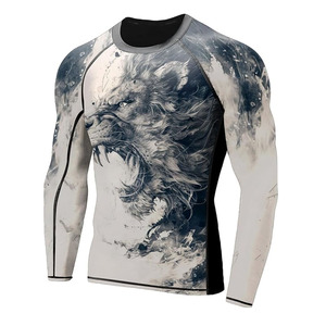 Custom Printed Rash Guard Moisture Wicking <b>Compression</b> <b>Shirt</b> Lightweight Breathable for Martial Arts Running - Product Image 1