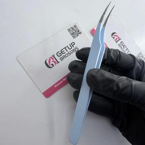 GETUP BROSONS IMPEX Nouvelles Pinces à Cils de Précision en Acier Inoxydable Bleu Ciel, Pointe Lisse 10mm, Antistatiques, Logo Personnalisé - Product Image 6