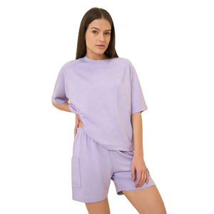Nouveautés : Ensemble deux pièces décontracté pour femmes, haute qualité, nouvelle mode, couleur unie, shorts et hauts d'été pour filles avec impression personnalisée - Product Image 5