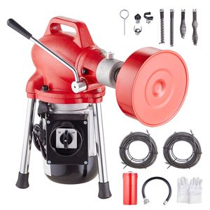 Macchina per la Pulizia degli Scarichi con Alimentazione Manuale da 370W, 120FT x 5/8In, con Spirale Sezionale per una Pulizia Efficace degli Scarichi - Product Image 1