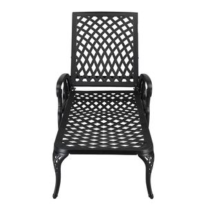 Lettino Prendisole Regolabile in Alluminio Pressofuso Nero con Schienale 193x64.5x93cm - Product Image 1