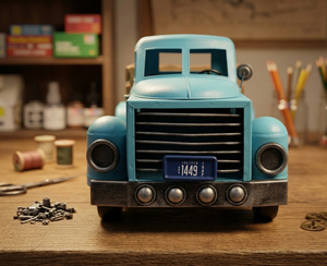 Camioneta Coleccionable Don Julio 1942, Decoración Metálica Azul Vintage para la Cueva del Hombre, Bar o Hogar - Product Image 1