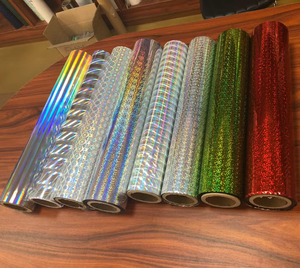 High Gloss Holographic Film <b>Roll</b> Waterproof Self Adhesive Iridescent Rainbow Laser <b>Vinyl</b> Film for Gift Wrapping Craft Decoration - Product Image 1