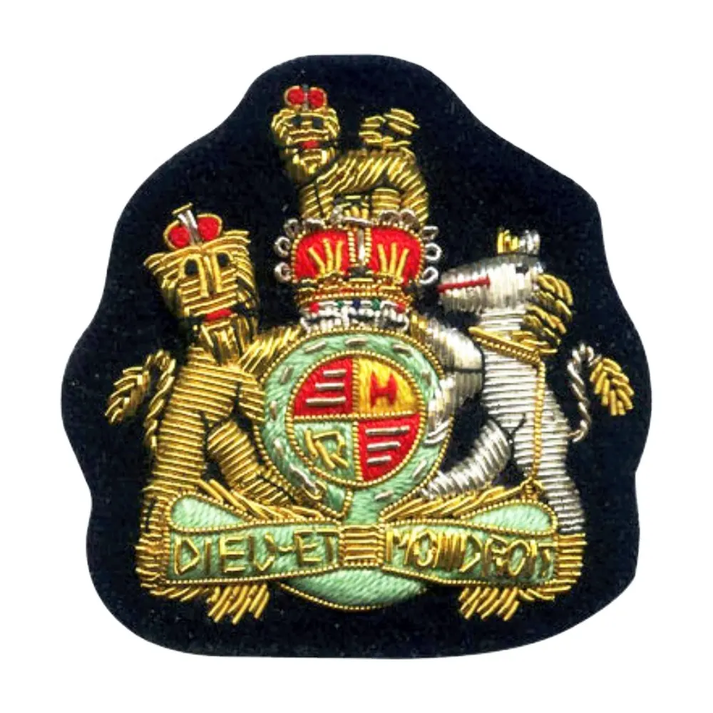 Badge brodé à la main OEM, vente en gros, uniforme, écusson, écusson, personnalisé, chapeau, marque, Textile artisanal