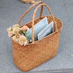 Bolsos de mano de junco marino naturales y elegantes al por mayor, estilo veraniego, cesta de picnic con asas de Vietnam - Product Image 3