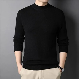 New Men's Slim Fit Half <b>Turtleneck</b> Cashmere <b>Sweater</b> Youth Sweatshirt with Plain Dyed Knit Pullover for Autumn Solid Pattern - Product Image 2