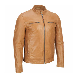 Vestes d'hiver décontractées pour hommes en cuir véritable de qualité supérieure, col montant, imperméables, respirantes, écologiques, avec fermeture éclair, teintes et lavées, devant doux - Product Image 1