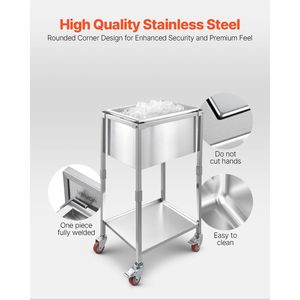 รถเข็นเก็บความเย็นสแตนเลสขนาด 22 นิ้ว x 16 นิ้ว x 38 นิ้ว ความจุ 32.8 ควอร์ต พร้อมล้อเลื่อนสำหรับใช้งานกลางแจ้ง - Product Image 4