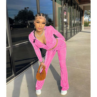 Ensemble de survêtement en velours pour femmes, pantalon évasé, ensemble de détente, ensemble de survêtement 2 pièces assorti, style Juicy, tenue confortable, vêtements personnalisés