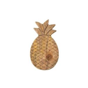 Planche à découper rectangulaire en bois naturel poli à la main, motif ananas sculpté, épaisseur 7 mm, passe au lave-vaisselle, ustensile de cuisine unique - Product Image 1