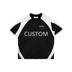 Camiseta de punto para hombre con logo personalizado del fabricante, cuello alto, manga corta, corte regular, estilo boxy, lavado ácido. - Product Image 5
