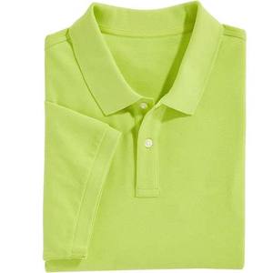 เสื้อโปโลแขนสั้นสีเขียวมะนาวสำหรับผู้ชาย สีพื้นเรียบง่าย ติดกระดุมด้านหน้า ทรงปกติ ผ้าทอออกซ์ฟอร์ด - Product Image 2