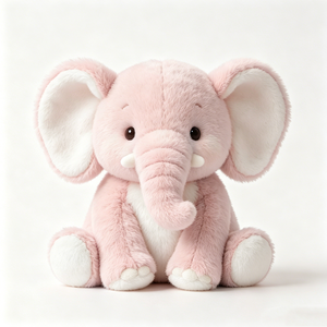 Lindo elefante de peluche sentado, elefante de peluche rosa pastel, juguete de peluche de elefante suave y peludo, juguete de peluche de elefante suave - Product Image 1