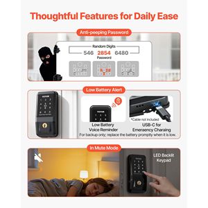 Serratura Intelligente Personalizzabile Senza Chiave con Touchpad, Serratura Elettronica con Scheda IC, Anti-Spia, Ingresso con Chiave, Chiusura Automatica - Product Image 6