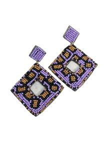 Hiba Enterprises estilo Premium hermosos pendientes de gota de bordado con cuentas hechos a mano joyería elegante pendientes de gota de cuentas de semillas - Product Image 4