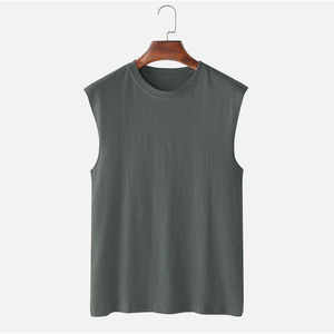 Oversize Casual Knitted Men Solid Color Sleeveless <b>Tank</b> <b>Top</b> O-Neck Knitted Casual Wear <b>Yellow</b> - Product Image 3