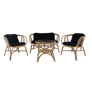 New Modern Minimalist Naomi Living Set Artisanal Rattan Chair And <b>Sofa</b> Frame Premium Luxury Indoor Outdoor Home Patio Decor Sets - Product Image 1