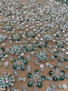 2023 Offre Spéciale créateur de luxe de mariage or cristal paillettes perlé tissu robe de mariée dentelle fabricant de tissu fait à la main - Product Image 1