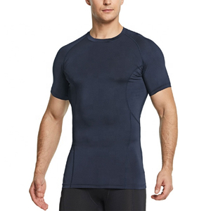 <b>mens</b> compression shirt gym fitness athletic wear quick dry <b>stretch</b> fabric training workout tee custom printing supplier - Product Image 2