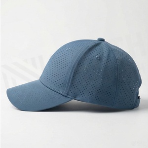 Casquette de baseball en maille bleue à 6 panneaux, ajustable, unisexe, décontractée, pour l'extérieur, printemps-été, respirante, en polyester, couleur unie - Product Image 3
