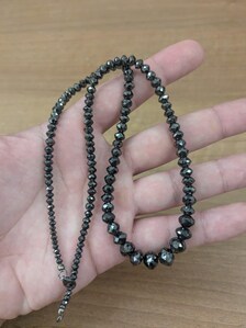 Collier ras du cou en diamants naturels noirs, perles facettées rondelles de 38 mm, qualité AAA, 16 pouces, perles de diamant véritables - Product Image 4