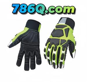 Gants de construction Gant de travail hybride haute visibilité résistant aux coupures avec synthétique extensible - Product Image 1