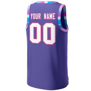 Camiseta de Baloncesto Sublimada Personalizada, Unisex, para Adultos, sin Mangas, Cuello en V, Transpirable, Color Morado, con Diseño de Nombre y Número - Product Image 3