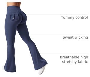 Women's Bootcut <b>Yoga</b> <b>Pants</b> High Waisted Flare Leggings with Rear Pocket for Workout - Product Image 3