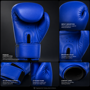 Gants de boxe bleu royal conçus pour l'entraînement sur sac, le sparring, la remise en forme et des performances fiables pour les séances d'entraînement quotidiennes. - Product Image 6