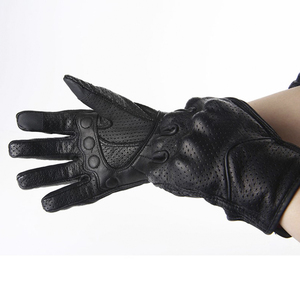 Gants de moto vintage en cuir véritable perforé pour hommes et femmes, rétro, respirants, pour l'été, pour la moto, le motocross, la course, la rue - Product Image 5