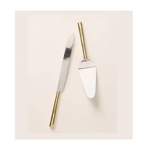 Designer Stainless Steel Cake Server Set Metal Knife and Dessert Server Elegant Party Serving <b>Tools</b> - Product Image 3