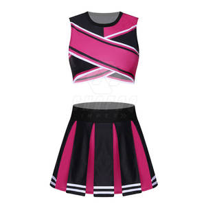 Costume de danse de cheerleading personnalisé pour femmes, avec logo en strass sur le devant, haut court et short, 100% polyester extensible, performance athlétique - Product Image 1