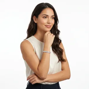 Bracelet Tennis Starsgem en Or Blanc 18K avec Diamants de Laboratoire HPHT CVD 2.1mm Plaqué Rhodium - Product Image 5